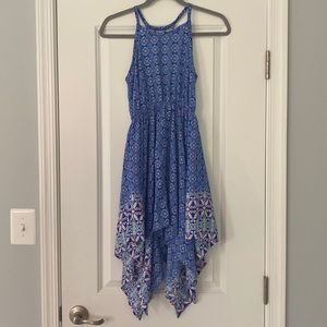 Soprano Youth sized 14 (large) - kerchief skirt, Royal blue with print